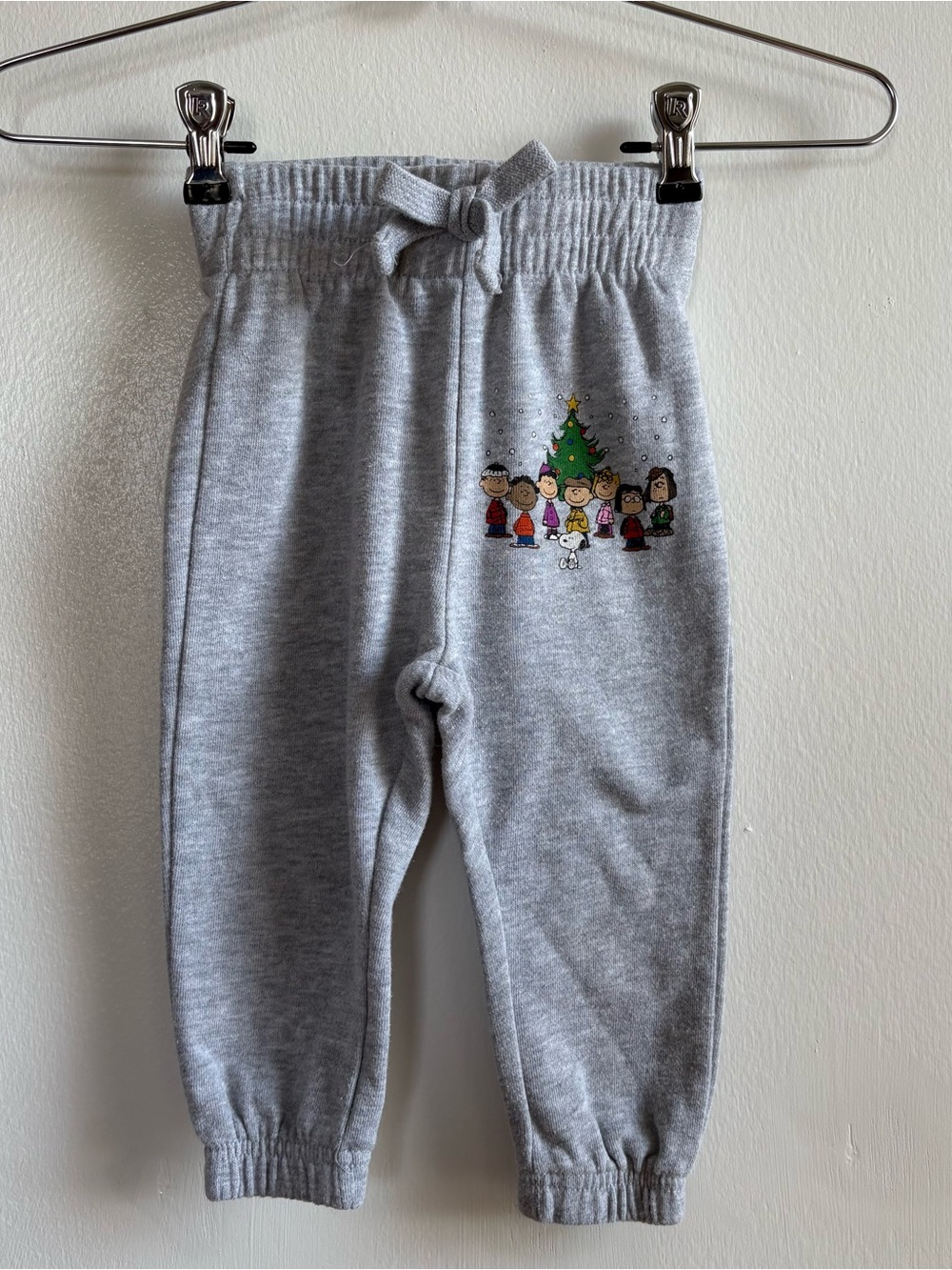 Peanuts Toddler Snoopy Sweatpants 2T Gray Fleece Drawstring Pull On Xmas